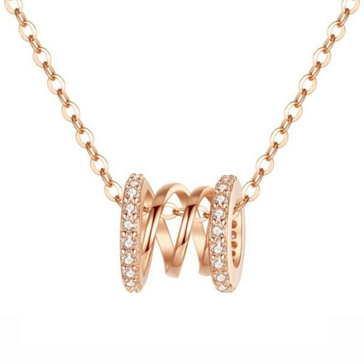 18K rose gold plated spiral circle pendant necklace with diamonds in silver women fashion jewelry 